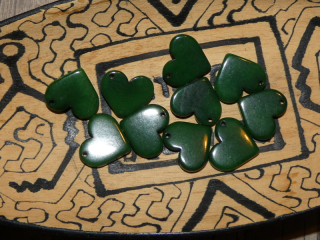 Tagua - srdíčko (malinké, zelené)