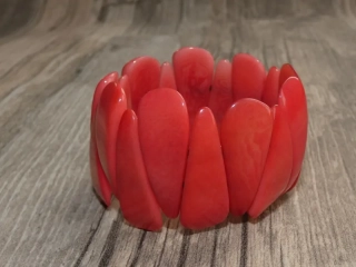 Náramek tagua (kapky, lososové)