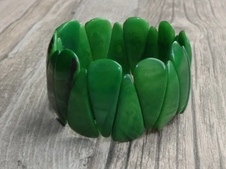 Náramek tagua (kapky, zelený)