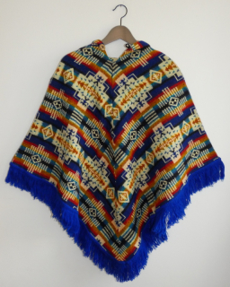 Pončo I (lamí vlna, Ekvádor, modré)