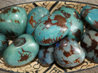 Tagua - maxikorálek (tyrkysový - kresba)