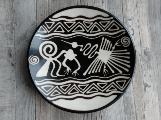 Dekorativní talíř velký (opice a kolibřík, 25 cm)