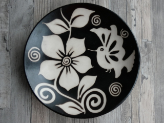 Dekorativní talíř velký (kolibřík a květ, 25 cm)