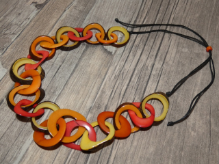 Náhrdelník (tagua, červenooranžový)