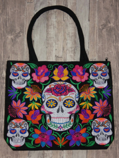 Taška přes rameno (calavera, barevná)