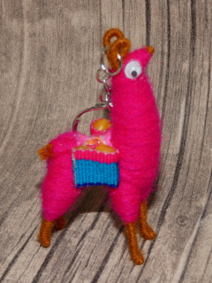 Přívěsek na klíče (lama, tmavě růžová)