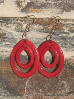 Náušnice tagua (slzy, červené)