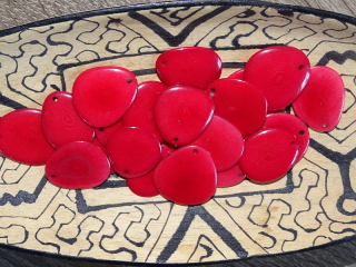 Tagua - plátek (mini, červený)