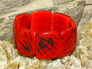 Náramek tagua (červený, kresba)