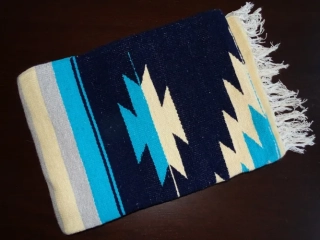 Kobereček/přehoz vlna (maxi, vzor, modrá)