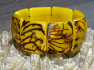 Náramek tagua (žlutý, kresba)