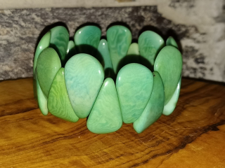 Náramek tagua (kapky, aqua)