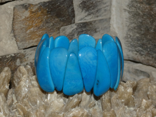 Náramek tagua (kapky, tyrkysové)