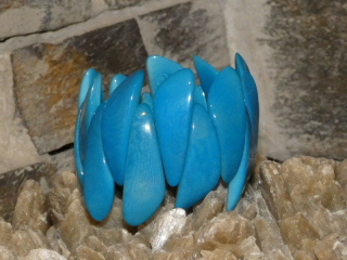 Náramek tagua (úlomky, tyrkysové)